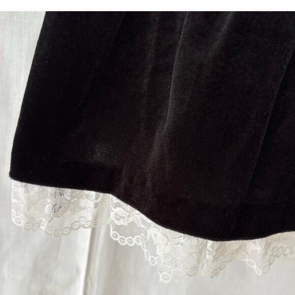Pretty as a Picture Vintage Velour Velvet Lace Trim Dress 12 Months Union Made - Picture 6 of 7